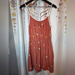 Trendy J for Justify Terracotta Floral Midi Dress-size Small
